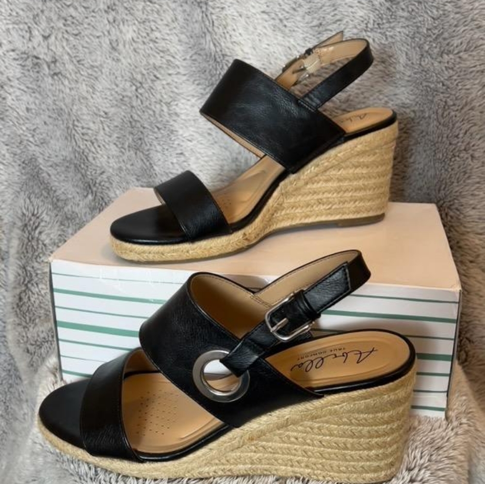 Black Wedge Abella True Comfort Sandal Size